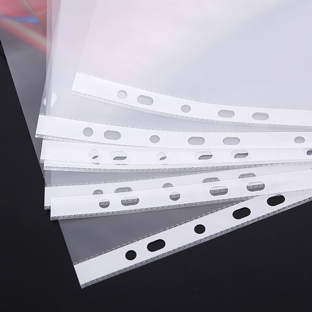 100PCS Transparent A4 Loose-leaf File Pocket 11 Holes File Storage Protective Film