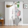 Тюлевая занавеска с забавным слоном для гостиной, прозрачная занавеска с балдахином для кухни, спальни, оконные шторы