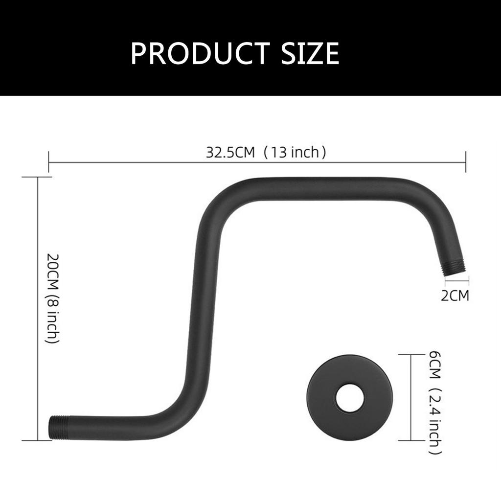 Upgrades Shower Head Extension Arm 13inch Gooseneck Riser with Flange High Rise Showerhead Extension Pipe for Bathroom