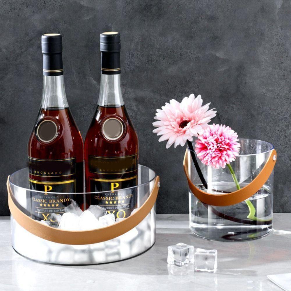 Portable Ice Bucket Clear Drinks Cooling Container Ice Cube Container Fruit Storage Basket  Home