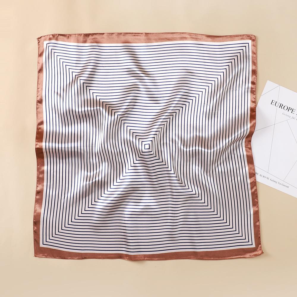 Атласный маленький квадратный шарф 60 см шелковый шарф полосатый шарф с принтом декоративная повязка на голову модный женский шелковый шарф