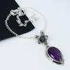 Натуральный Аметист Драгоценный Камень Ручной Работы Серебро 925 пробы Электроформовка Цветок Ожерелье, Аметист Серебро Для Жены Унисекс Подвеска Подарок Для Мамы