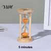Rustic Style Sand Timer 1/3/5 Minute Glass Hourglass with Wooden Stand, Modern Decorative Sandglass Timer, Drop Shape Office Desk Ornament Glow in The