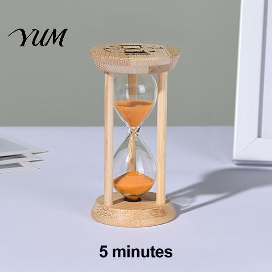 Rustic Style Sand Timer 1/3/5 Minute Glass Hourglass with Wooden Stand, Modern Decorative Sandglass Timer, Drop Shape Office Desk Ornament Glow in The
