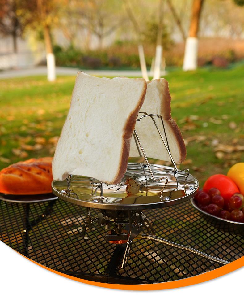 Foldable Stainless Steel 4-Slice Toaster Rack for Outdoor Camping and Picnic Barbecues
