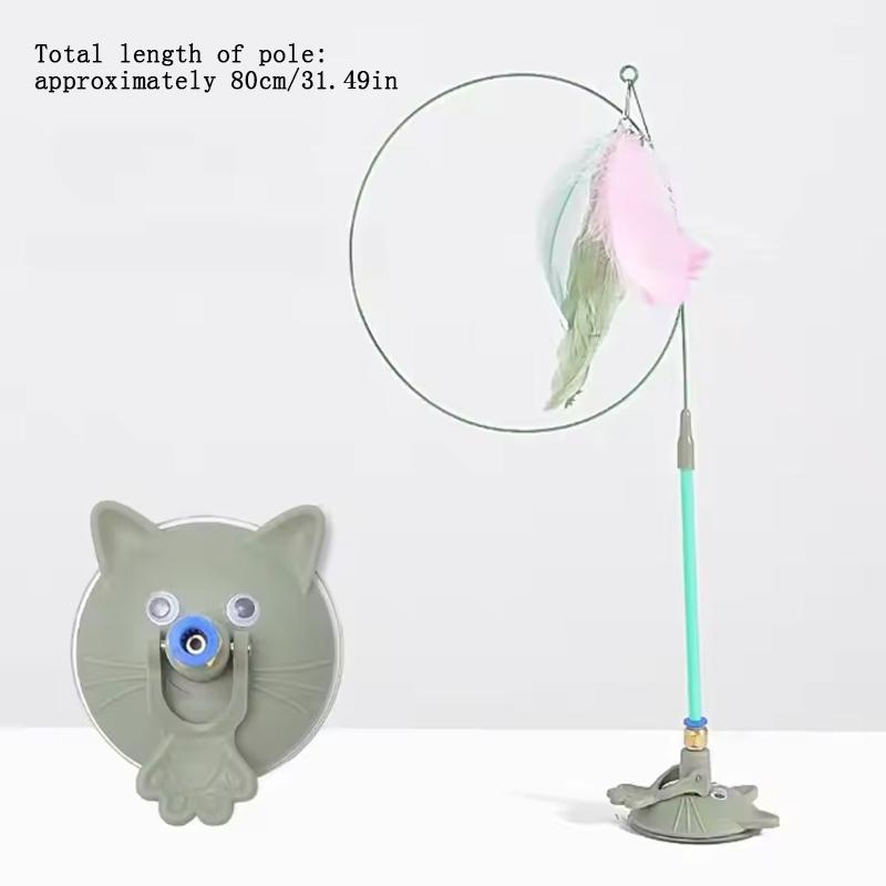Pet Toy Teasing Cat Stick Feathers Wand With Bell Interactive Toys Kitten Playing Suction Cup Toy Play With Cat Pet Accesorios