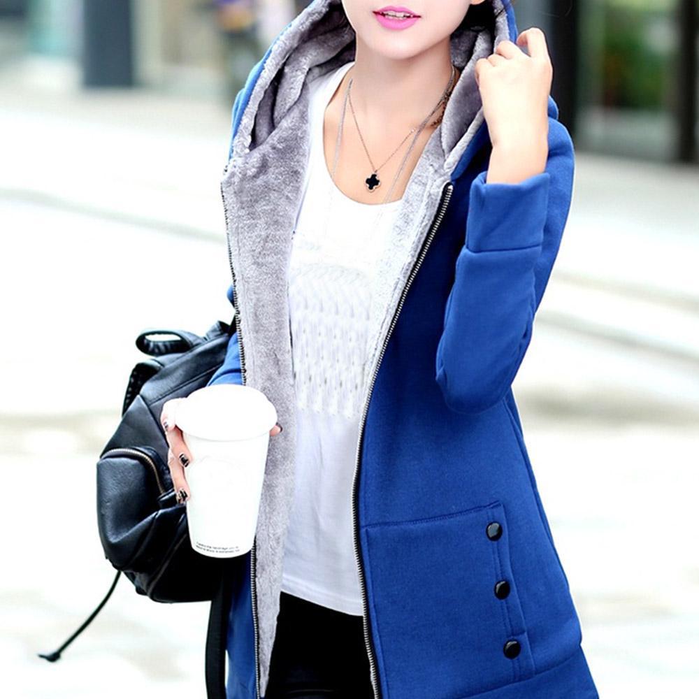 Женская мода повседневная утолщенная теплая толстовка с капюшоном, твердое пальто, верхняя одежда, куртка