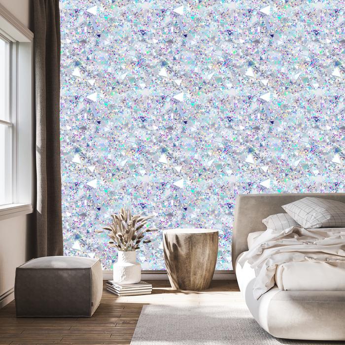 Iridescent glitter wallpaper light gray and blue 50x1000