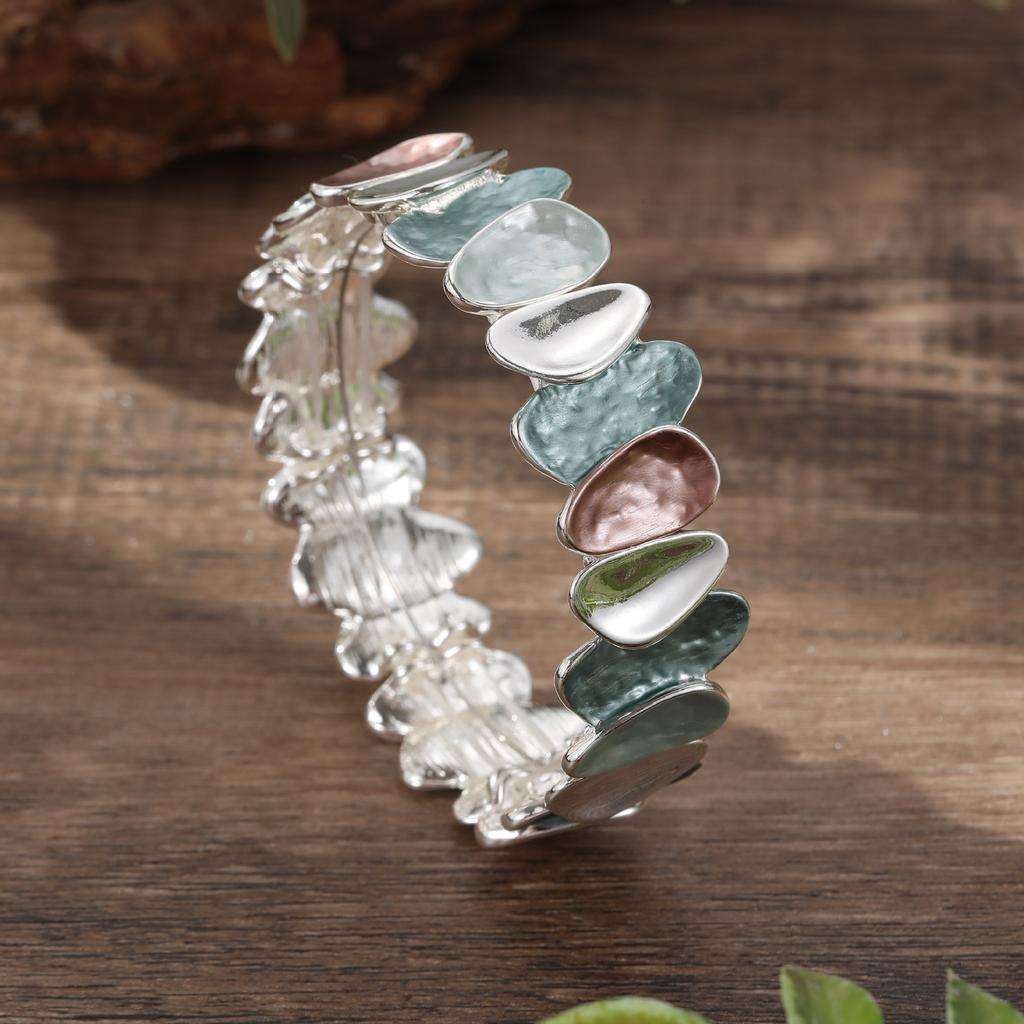 Новый эмалевый геометрический браслет-резинка с лепестками, женский модный высококлассный браслет-резинка с цветком