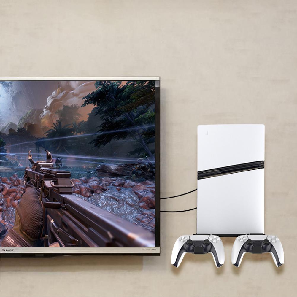 Настенная подставка с держателем для контроллера, универсальный настенный кронштейн, экономящий место, консольный док-консольный кронштейн для PS5 Pro/PS5 Slim