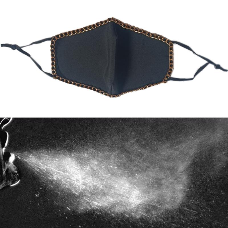 Пылезащитные черные маски для лица, золотые металлические цепочки, готические моющиеся защитные женские аксессуары для рта и муфеля