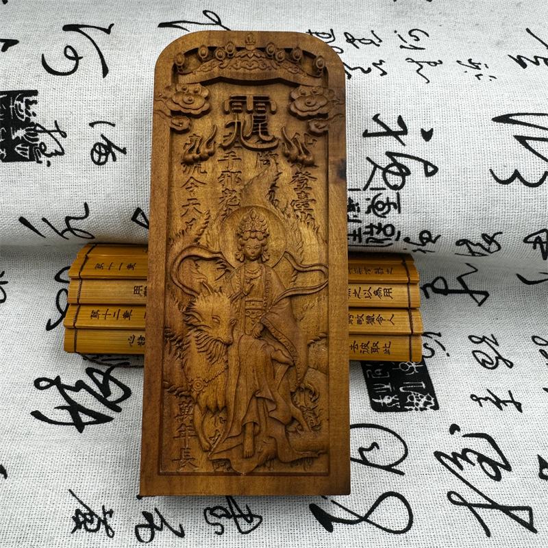 Даосизм, ручная раскраска, талисман девятихвостой лисы, тонко вырезанный натуральный деревянный талисман богини девятихвостой лисы, талисман фэн-шуй
