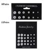 6/12Pairs Elegant Wedding Jewelry Gift Geometric Crystal Stud Earrings Set Round Zircon Alloy Silver