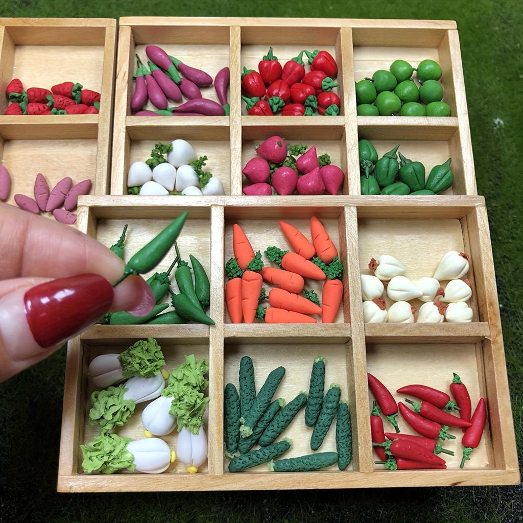 10Pcs Miniature Food Clay Vegetables & Fruits 1:12 Dollhouse Accessories Kitchen Toy Pretend Play Preschool Toy for Boys & Girls