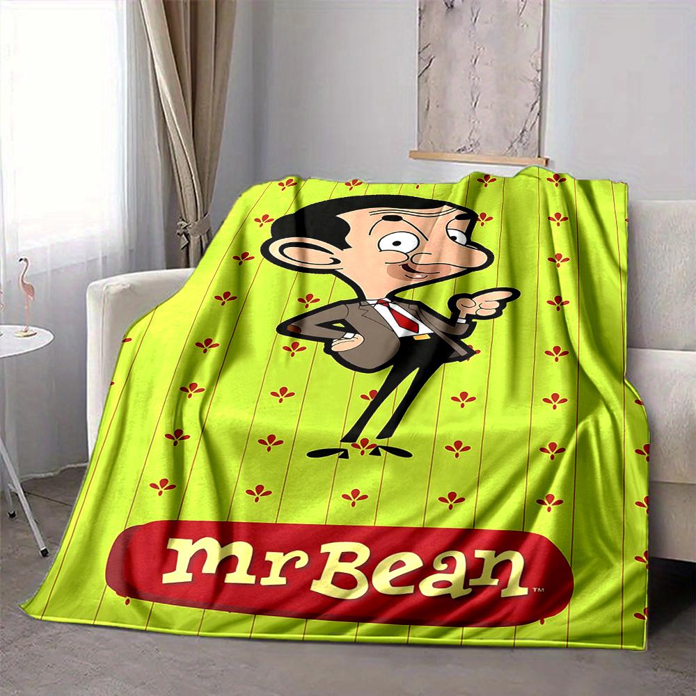 1Pc Mr Bean'S Adventures Flannel Blanket, Soft And Comfortable, Casual Warm, Camping Travel, Christmas, Halloween Xmas Gift N1234