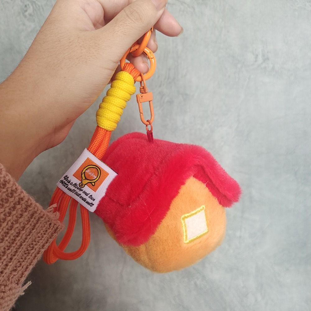 Fluffy Simulation House Plush Toy Jewelry House Car Keyring House Shape Plush Keychain  Home Decor