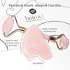 Jade Roller & Gua Sha, Face Roller, Facial Beauty Roller Skin Care Tools, Rose Quartz Massager for Face, Eyes, Neck