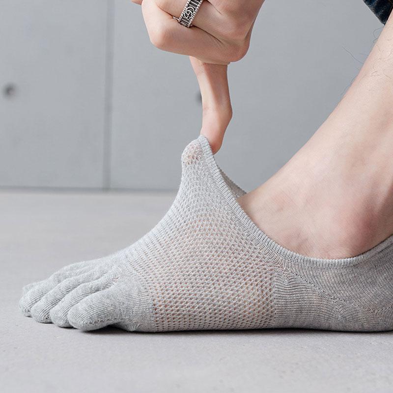 Мужские носки-лодочки с пятью пальцами, носки с раздвоенным носком, хлопковые дышащие, нескользящие летние невидимые носки