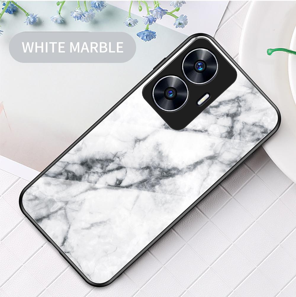 Чехол для Realme 10 11 Pro + 8i 9i C53 C55 C2s GT 4G 5G, чехол из мраморного закаленного стекла, задняя крышка