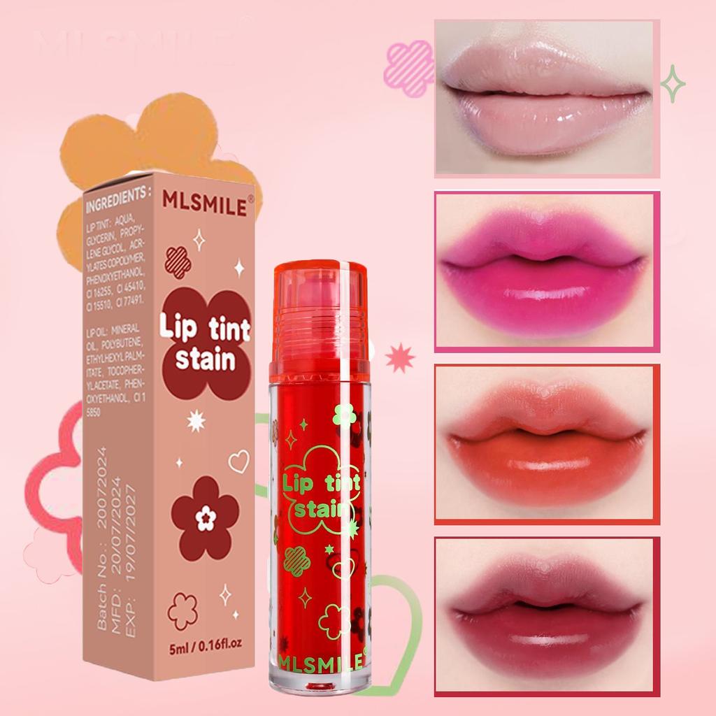 8-color Roll-on Lip Liquid, Non-stick Cup Lip Glaze, Easy-to-color Lip Gloss + Transparent Lip Oil