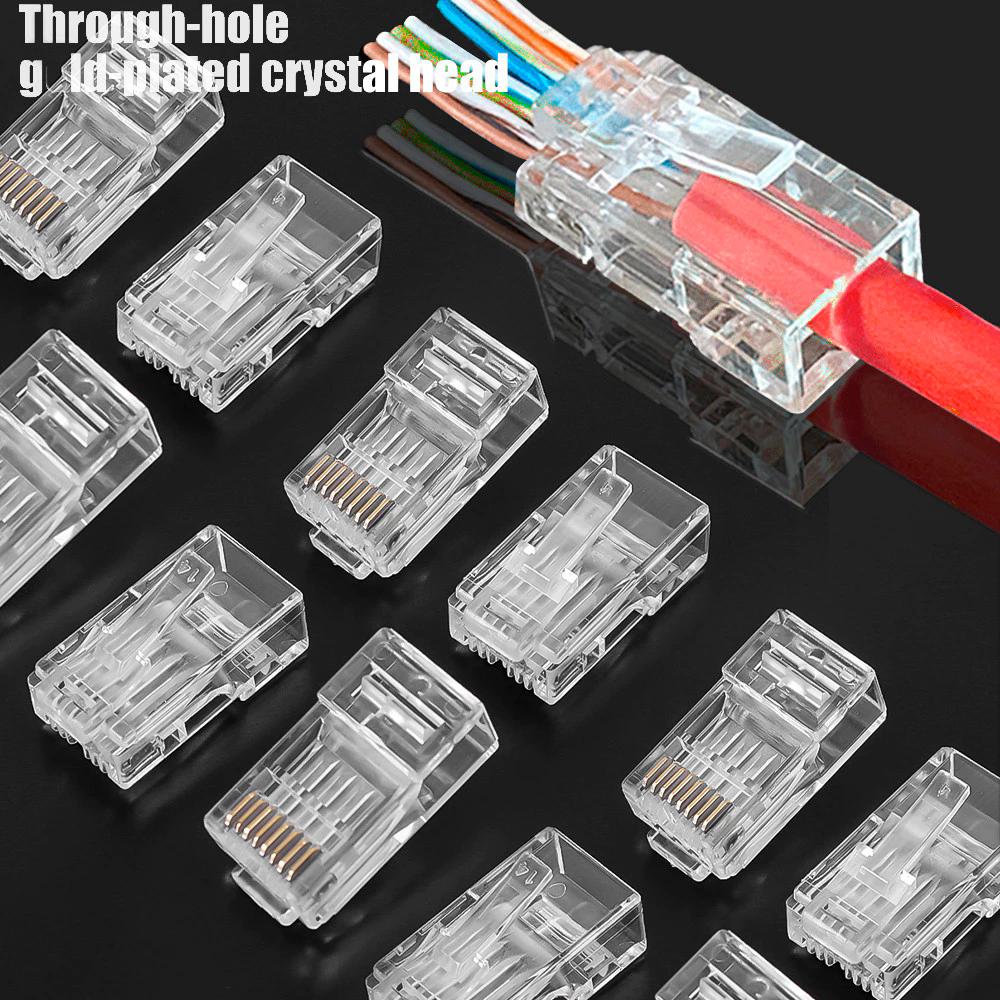 10/50PC RJ45 Ethernet Cables Module Plug Network Connector Trident Chip Network Wire Head for Ethernet Cable Gigabit Hetwork