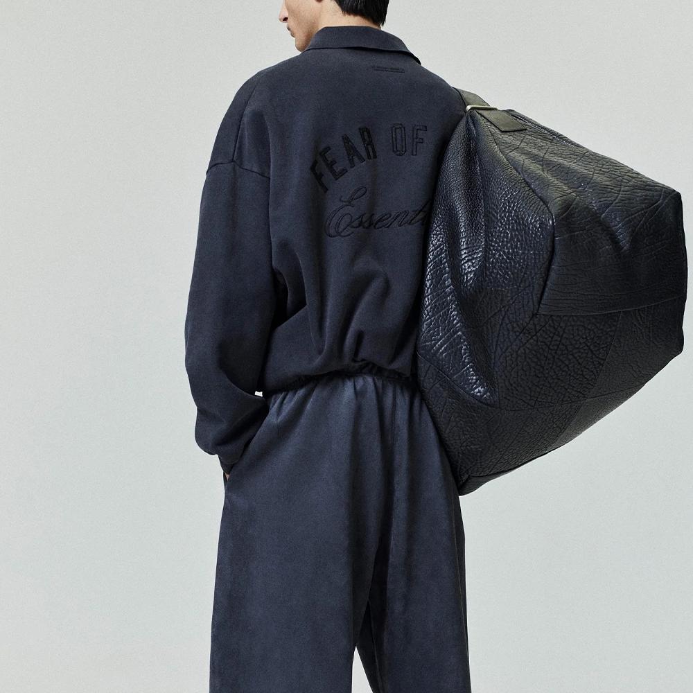 Fear of God Essentials Вышитая Классическая Толстовка Поло Винтажная Черная Мужские Топы 192HO252042F