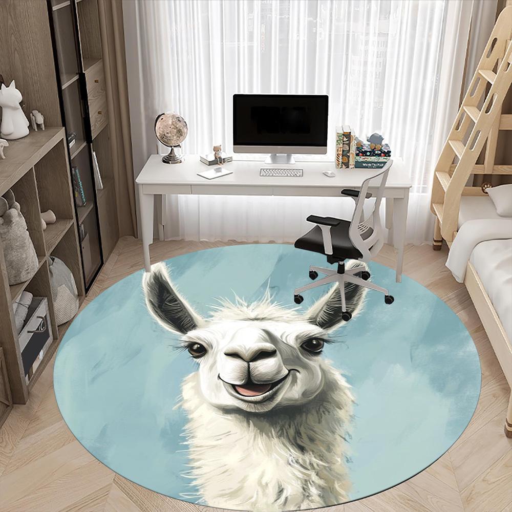 1pc Llama Art Print Chair Carpet for Office, Soft, Non-Slip Polyester Mat, Office, Living Room, Bedroom, Durable Polyester yy251207151