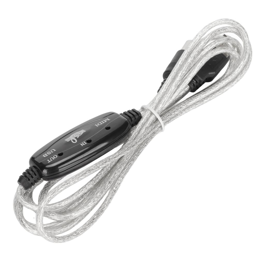 MIDI To USB Cable Approx 2.2yd Long 16 Channels USB PC Interface LED Power Input Output Indicator USB MIDI Cable