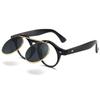 Double Layer Outdoor Sunglasses Round Frame Black Shades Glasses Flip Cover Sunglasses
