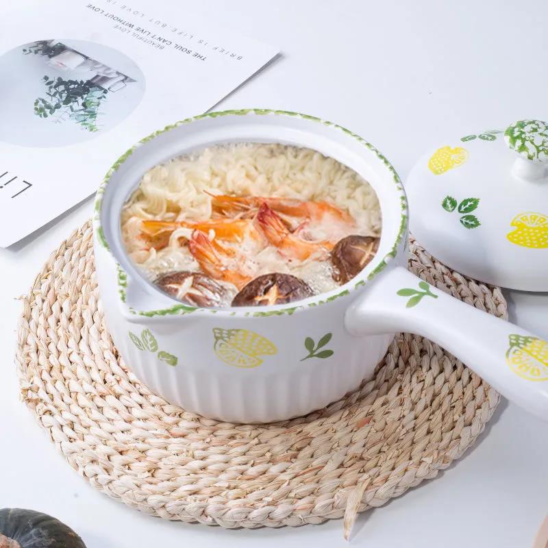 Керамический маленький горшочек для молока, горшочек с лапшой быстрого приготовления, маленький котелок для кипячения, молоко, милый горшочек с детскими добавками, маленький горшок, домашняя запеканка с лапшой