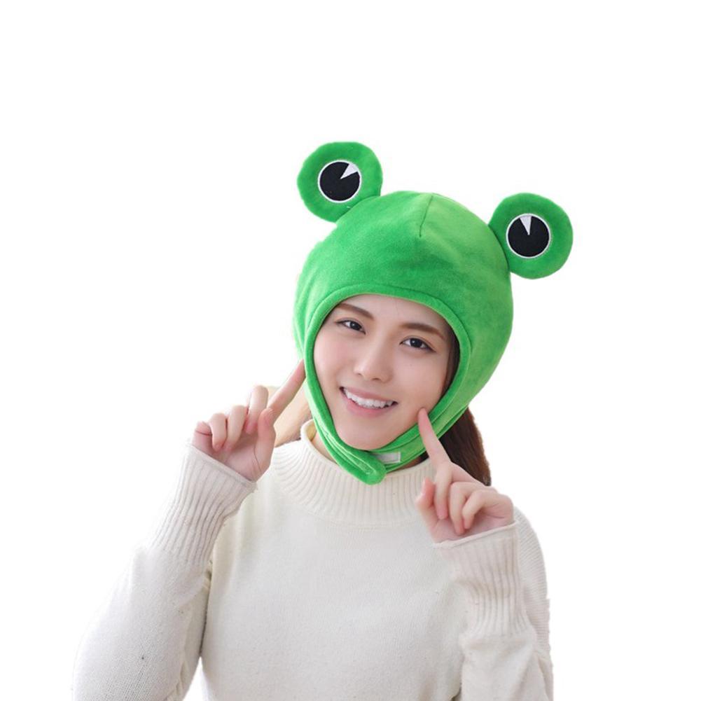 Funny Big Frog Eyes Cartoon Plush Hat Toy Green Headgear Cosplay Cap Cap Casual Festival Ears C P1Z8