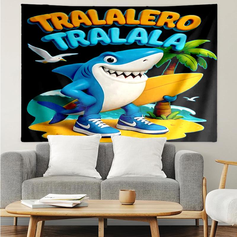 Italian Brainrot characters Tapestry for Bedroom Aesthetic Classroom Tapestries Wall Hanging for Living Room Dorm Office,Ideal Creative Gift