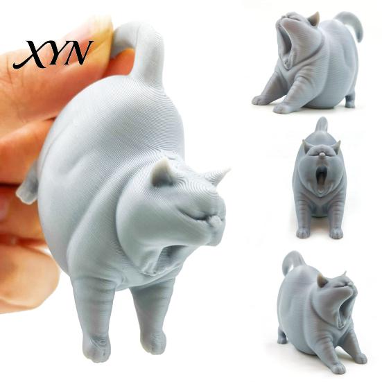 Минималистичная статуэтка кошки, 3D-печать, зевающая статуя, милая спящая фигурка для полки с мягкими линиями, спальни, современный декор для дома, подарок для влюбленных