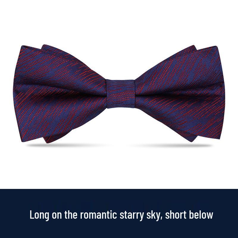 Men's Burgundy & Black Bow Tie for Weddings - British Korean Style