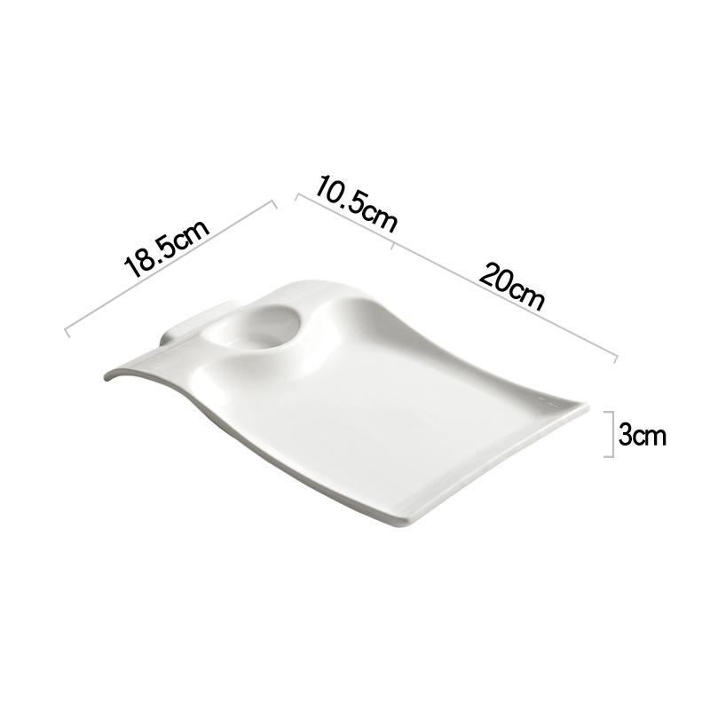 Неправильная прямоугольная тарелка Керамическая столовая посуда Тарелка для пельменей Тарелка для закусок Сервировочная тарелка Блюдо для стейка Художественная концепция Столовая посуда