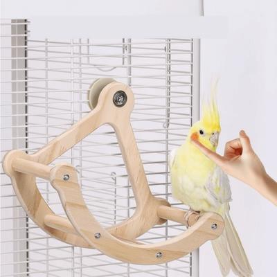 Игрушка-жердочка для птиц Деревянные качели для птиц Устойчивая к укусам Подвесная качающаяся жердочка Стойка Прочная игрушка-развлечение для попугаев