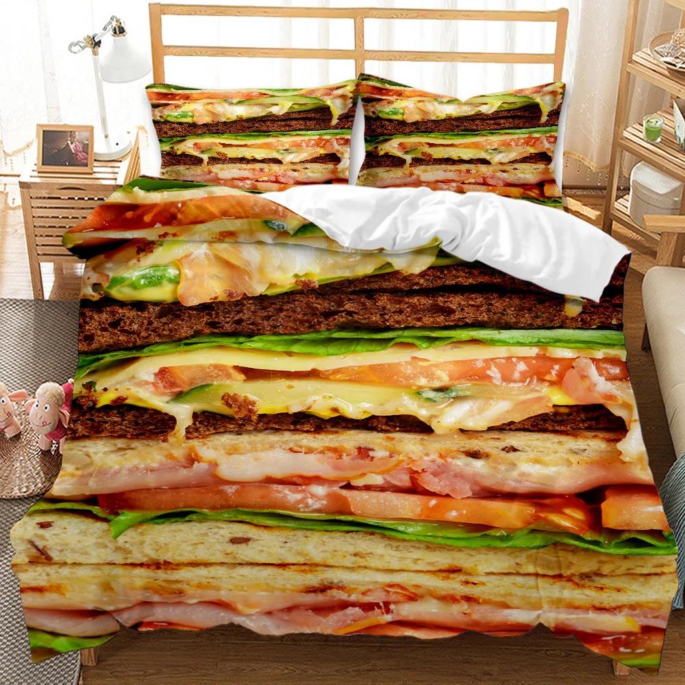 Dessert Duvet Cover Set Colorful Lollipops Bedding Set Chocolate Sugar Bedding Set Colored Candy Snacks Polyester Quilt Cover