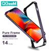 QGeeM Чехол-бампер с металлическим каркасом для iPhone 14 Max 13 12 Mini 11 Pro Max 12Pro 11Pro, роскошная алюминиевая силиконовая рамка для телефона, синяя крышка для аксессуаров
