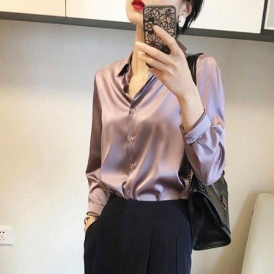 Весенне-летняя солнцезащитная универсальная драпированная атласная рубашка для женщин