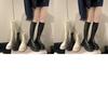 Chic Elastic Ankle Length Riding Boots For Women With Sturdy Mid Heel Support