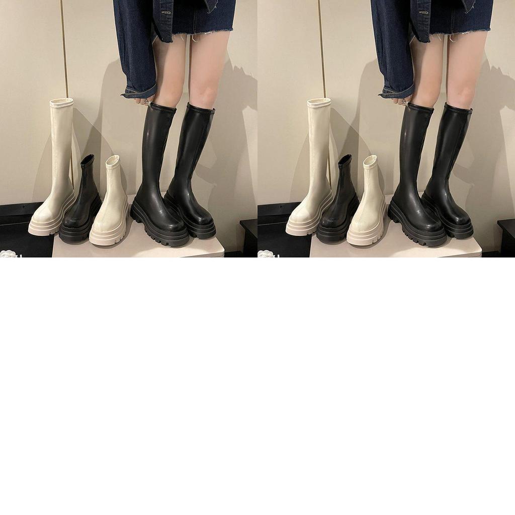Chic Elastic Ankle Length Riding Boots For Women With Sturdy Mid Heel Support