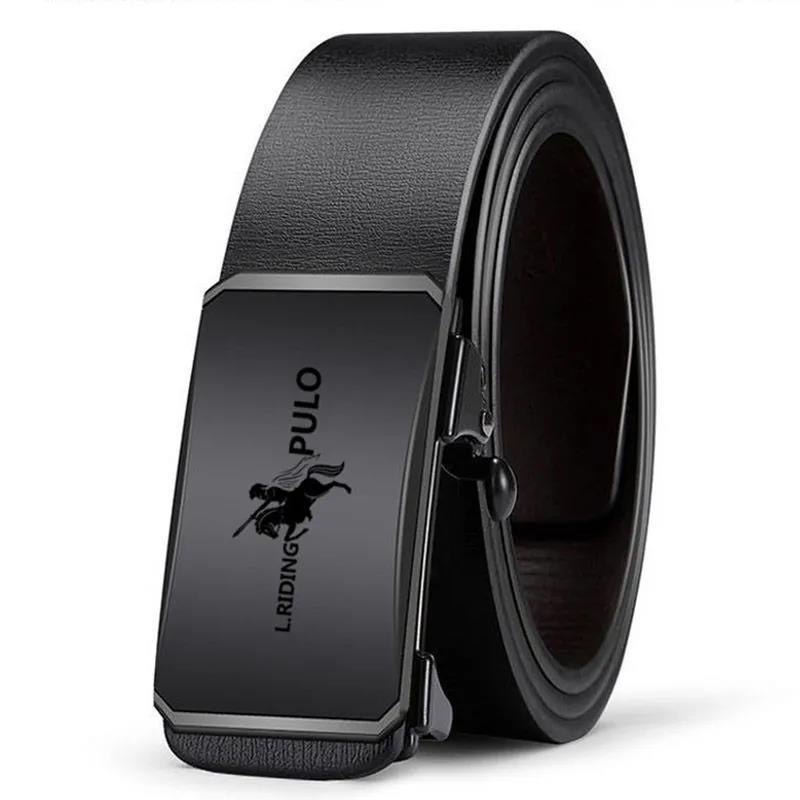 PULO Belt Men's Genuine Leather Automatic Buckle Trouser Belt Casual Personality