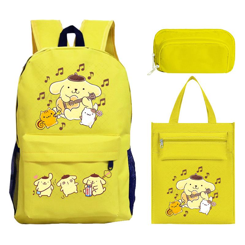 Pudding Dog Cartoon Children'S Schoolbag Three-Piece Set For Primary And Secondary School Students Versatile Backpack Tutoring Bag Pencil Case