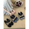 Inner Height Increase Retro Suede Bow Single Shoes Women's Shoes 2025 New Summer Ballet with Skirt Evening Shoes