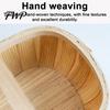 Portable Food Serving Tray Handmade Woven Wood Storage Basket, Oval Organizer with Reinforced Handle, Home Organization Baskets Large Capacity Bin for