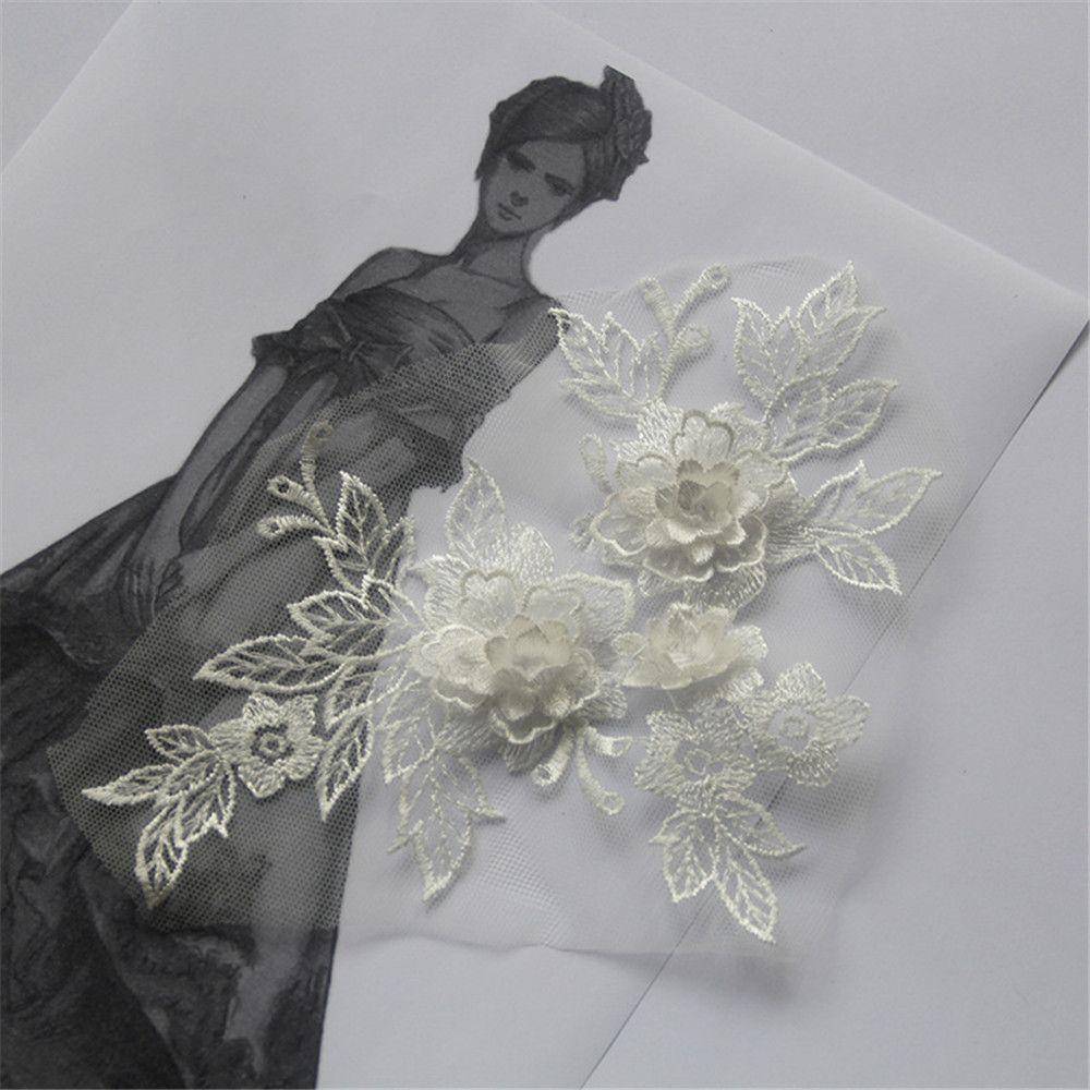 Аксессуары для платья Ручное шитье своими руками Ремесло 3D Цветочное кружево Аппликация Вышивка на воротнике
