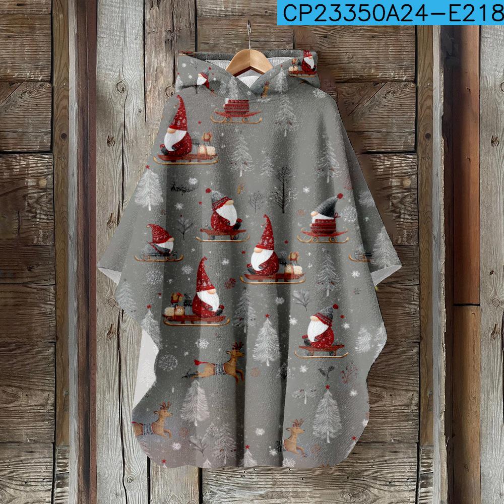 Женский плащ с капюшоном с 3D цифровой печатью – Рождественский винтажный стиль