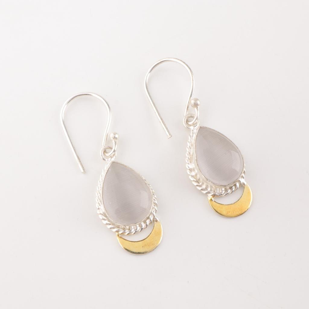 Украшения из селенита, серебро 925 пробы с клеймом, серьги ручной работы 1,5 дюйма для женщин EE-162-33