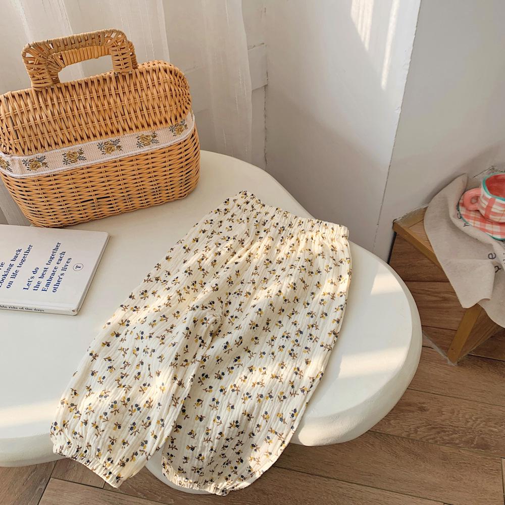 Детские брюки-фонарики из хлопковой марли в корейском стиле для весны/лета 2025 - Унисекс, Тонкие, Свободного гаремного кроя