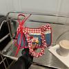 Red Plaid Personalized Bag New Trend Fashion College Handbag